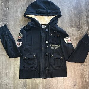 Harley-Davidson Black Utility Jacket women’s with Patches & embellishments. Y2K